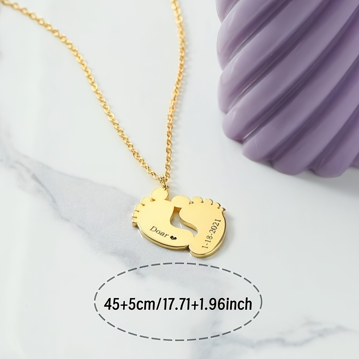 Personalized Custom Name Footprint Pendant Necklace